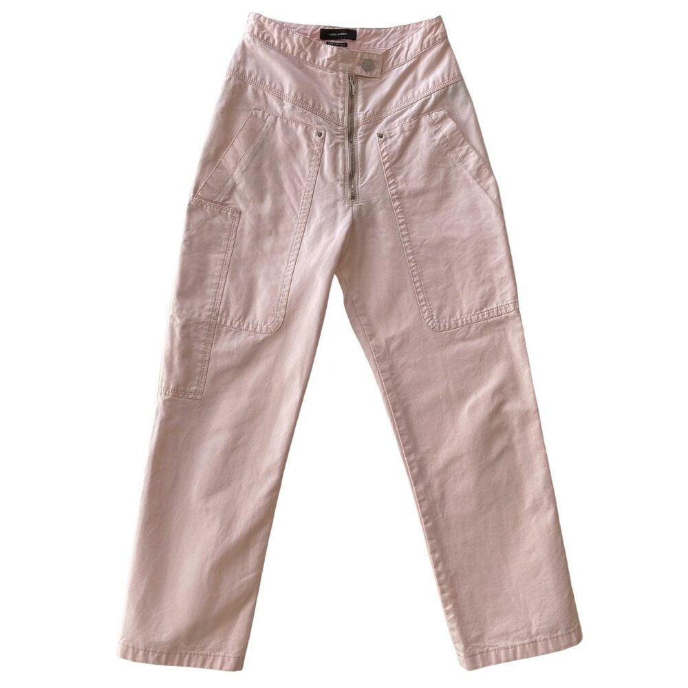 ISABEL MARANT PINK HIGH RISE COTTON PANTS 34 FR XS